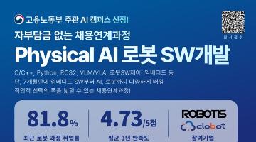 [로보티즈, 클로봇] Physical AI 로봇 SW개발 (최근 취업률 81.8%, 대기업 및 중견기업 취업 사례)